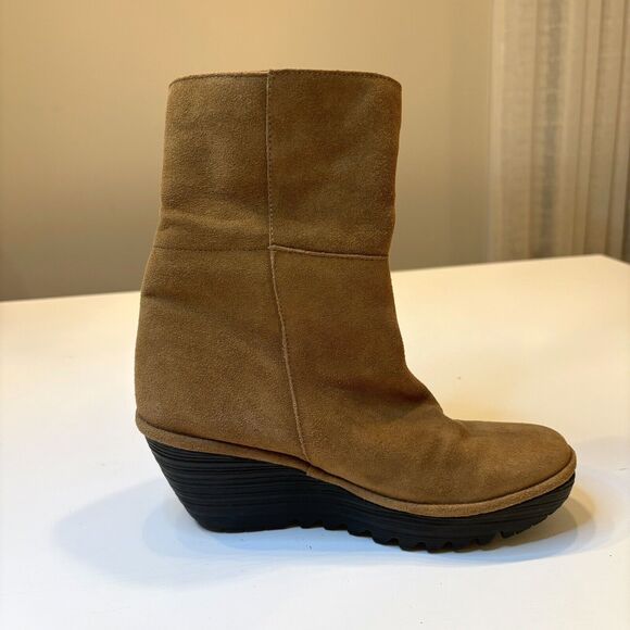 Fly London Yex Leather Suede Fold‎ Over Wedge Boots Booties US Size 7.5 - Picture 12 of 12